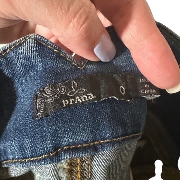 Prana Blue Button Fly Fitted Classic Denim Jean Pencil Skirt Women Sz 0 - Picture 9 of 10